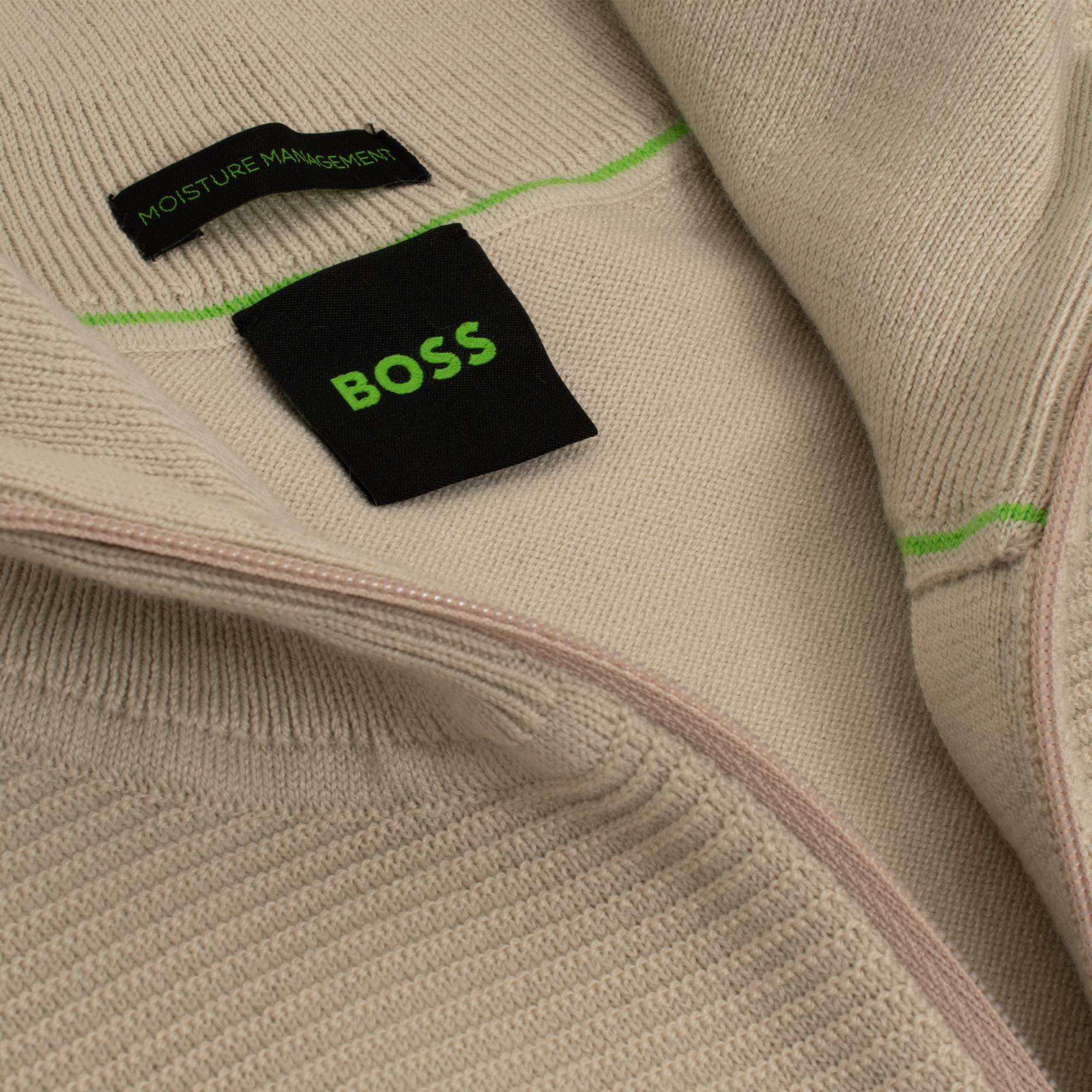 Boss Momentum-X Mens Quarter Zip Sweater Light Beige